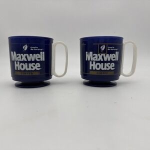 2 Vintage Whirley Industries Maxwell House Coffee Plastic Mug with Handle